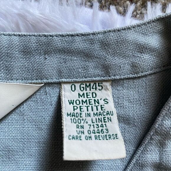 L.L. Bean Linen Button Front Thin Jacket Shacket Blue Womens Size Medium Petite - Picture 11 of 11